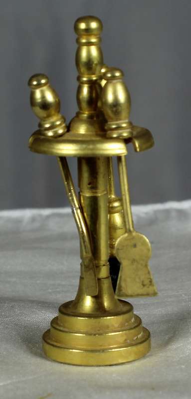 Vintage miniature brass fireplace toolset