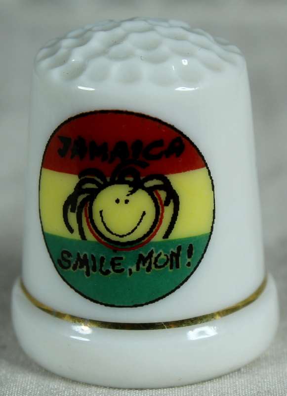 Bone China thimble - Jamaica, smile mon