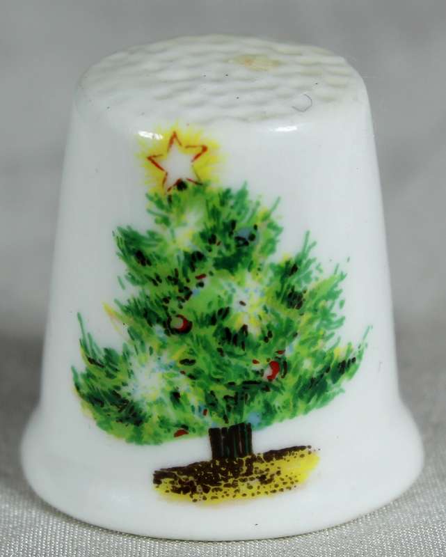 Bone China thimble - tree with golden star