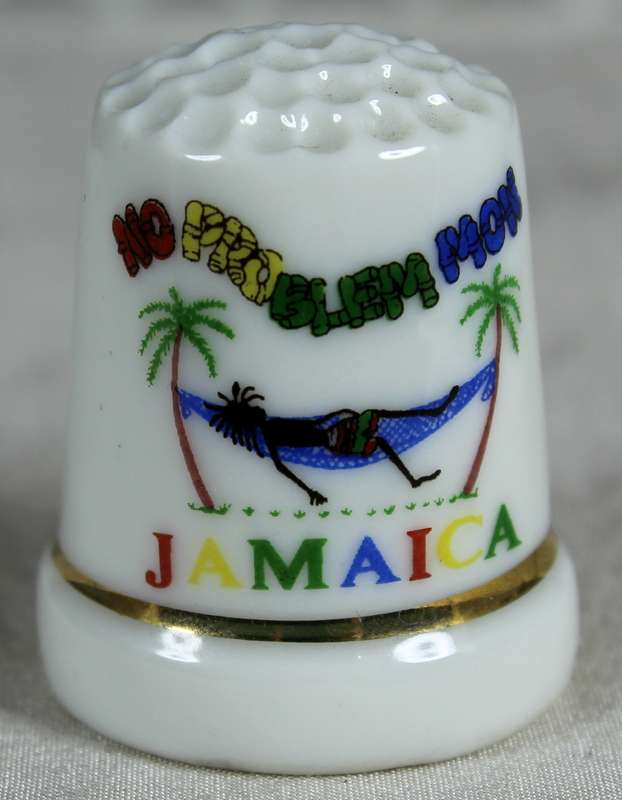 Bone China thimble - Jamaica - no problem mon