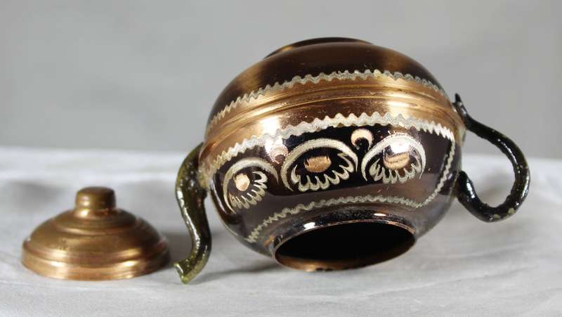 Mini painted copper kettle