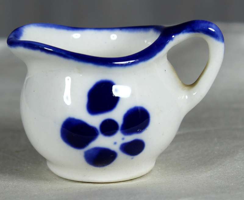 Miniature white & blue jug