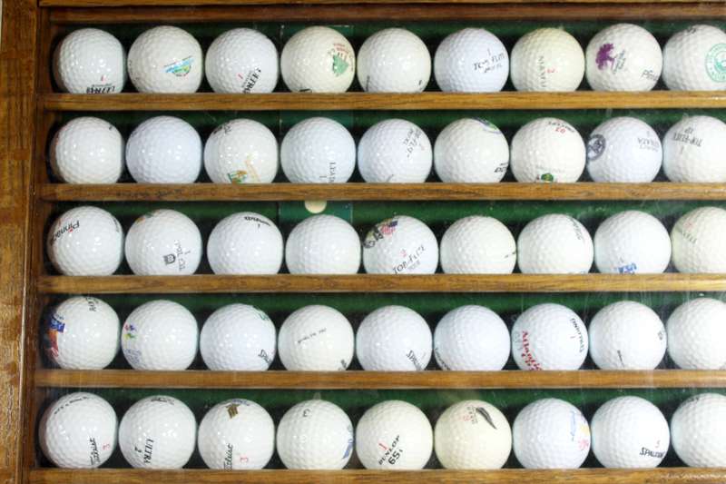 Golf balls framed display of 100 balls