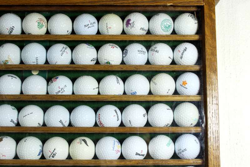 Golf balls framed display of 100 balls
