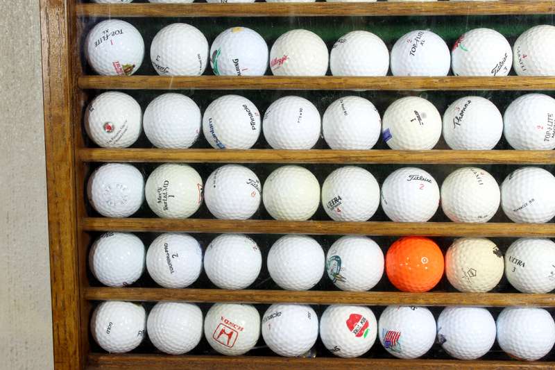 Golf balls framed display of 100 balls