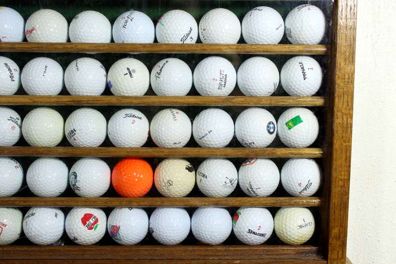 Golf balls framed display of 100 balls