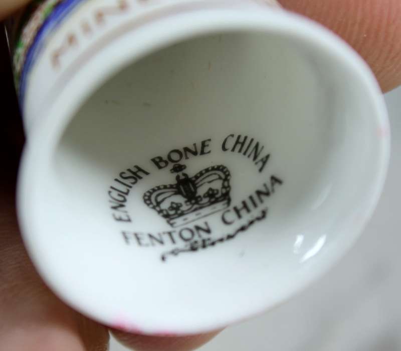Bone China thimble - Fenton - minehead