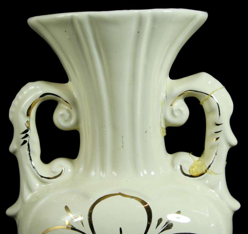 Pair of Creme & Gold Large Vases