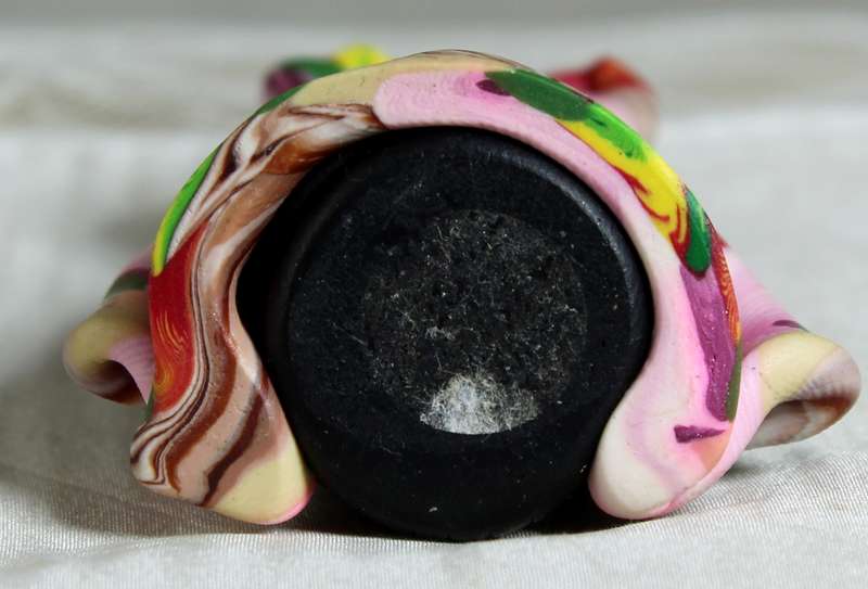 Semi-precious Stone & Clay Figurine - Pink, Green, Yellow