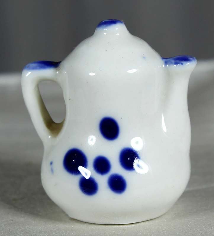 Miniature white & blue coffee kettle