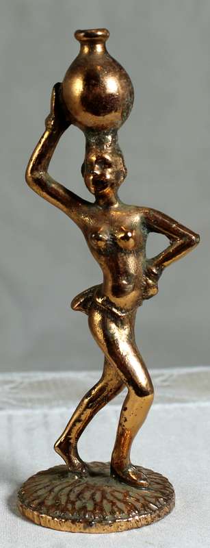 Miniature Lady Carrying a Pot - Copper  - Lead Filled
