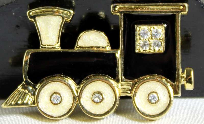 Miniature Steam Train Broach With Diamante