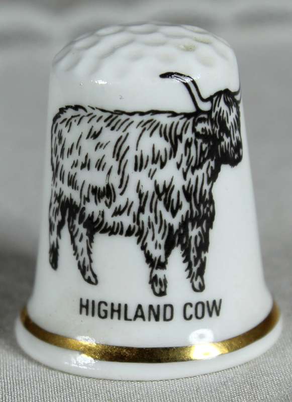 Bone China thimble - highland cow