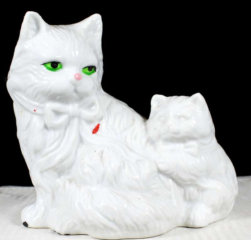 Porcelain Cat with Kitten Money Box