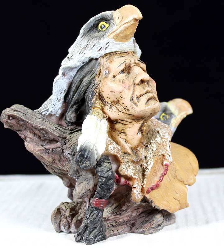 Native American Figurine Warrior With Eagle Headgear
