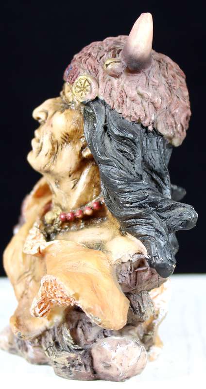 Native American Figurine Warrior With Bison Headgear