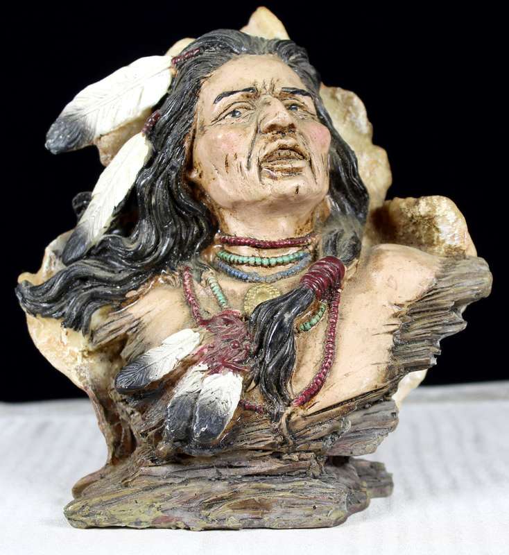 Native American Figurine Warrior With Feather Headgear
