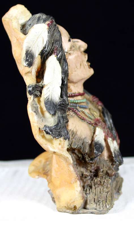 Native American Figurine Warrior With Feather Headgear