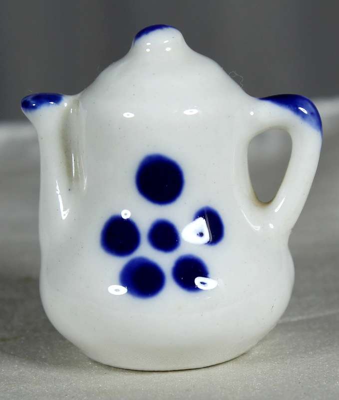 Miniature white & blue coffee kettle