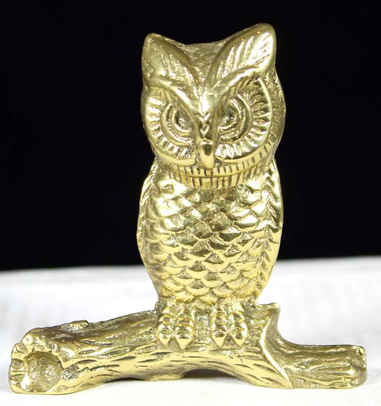 Brass Owl On Log