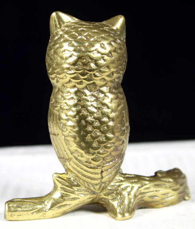 Brass Owl On Log