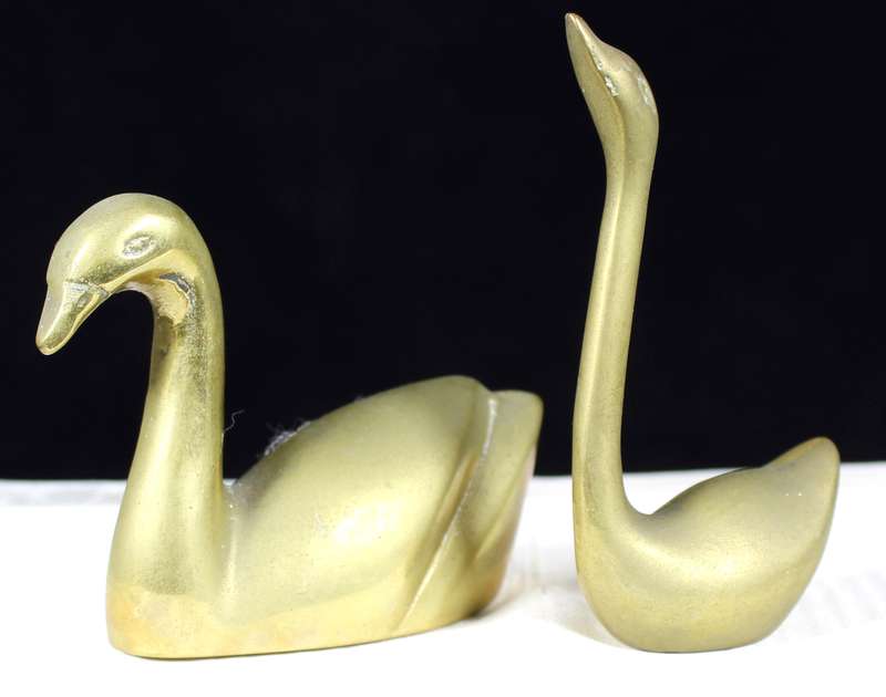 Pair of Brass Swans
