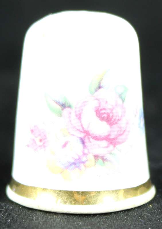 Porcelain Thimble - Pink Flower