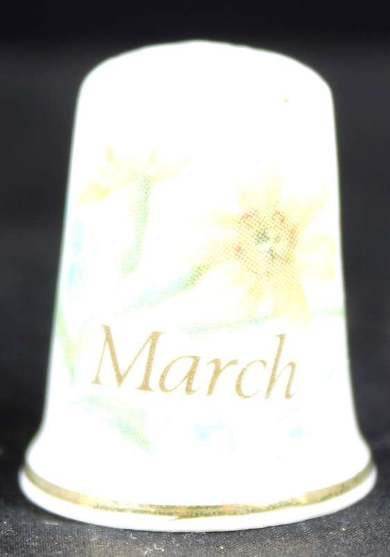 Porcelain Thimble - March - Flower of the Month