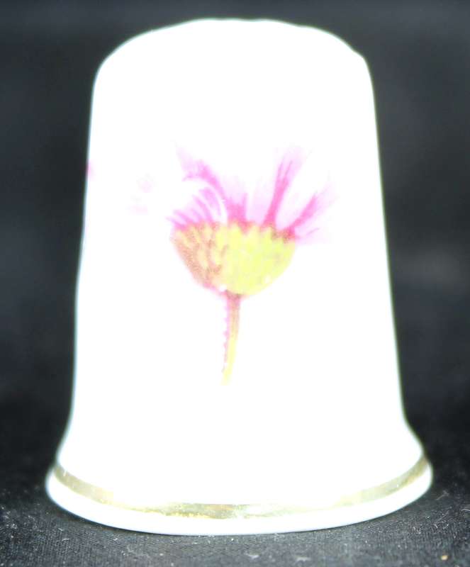 Porcelain Thimble - Pink Flower