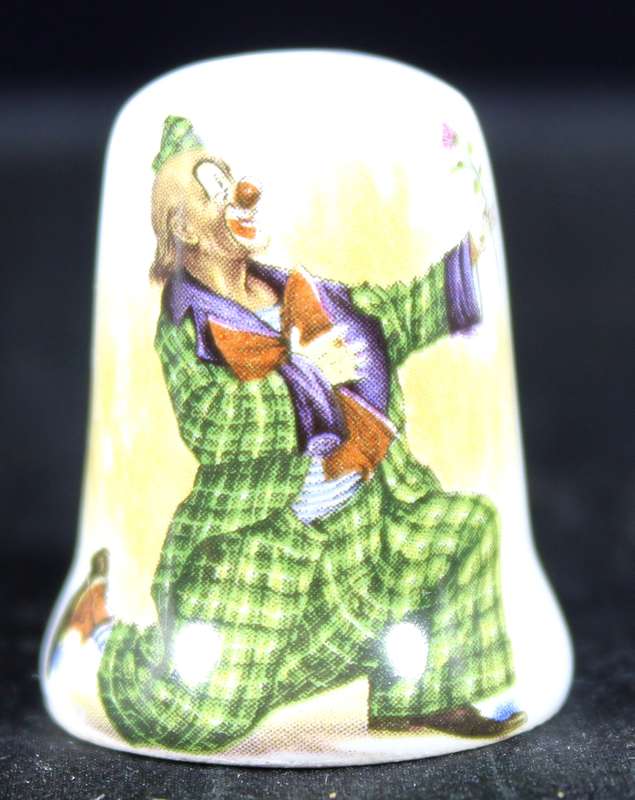 Porcelain Thimble - AB - Clown