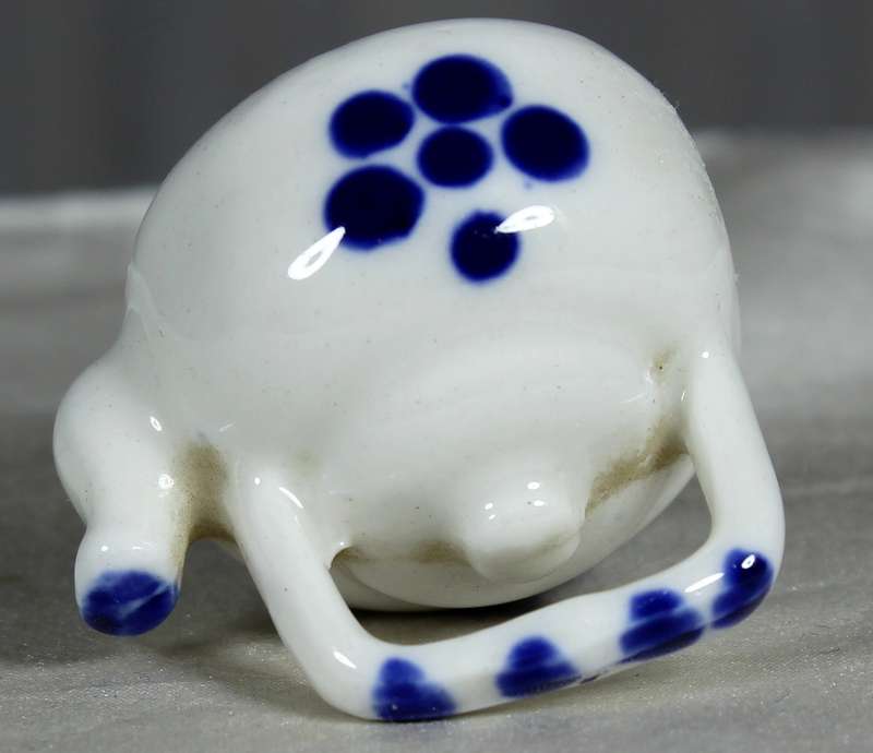 Miniature white & blue tea kettle