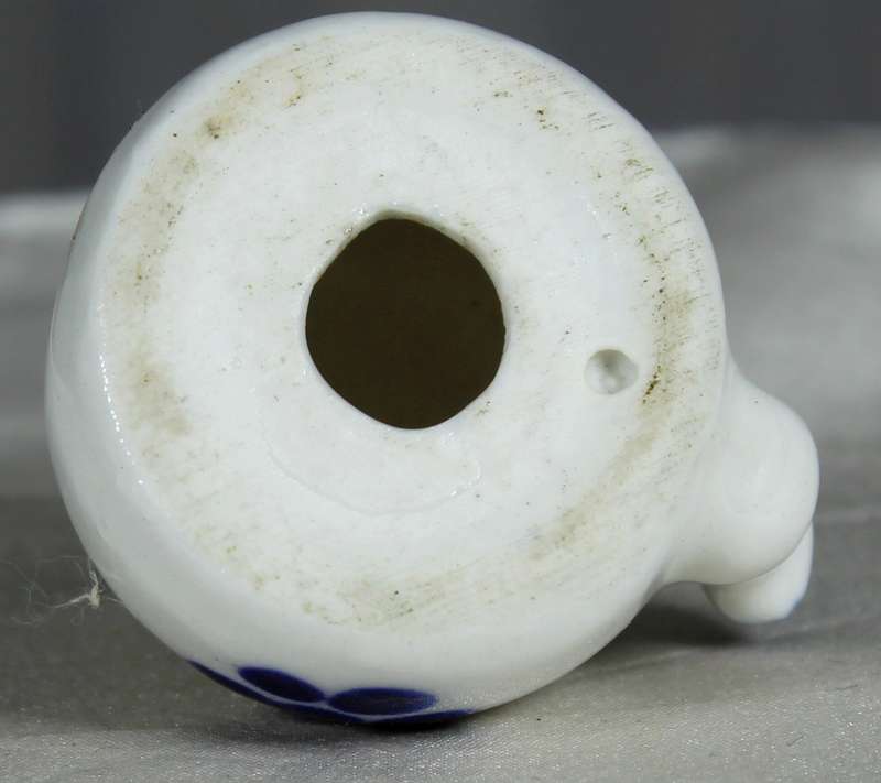Miniature white & blue tea kettle