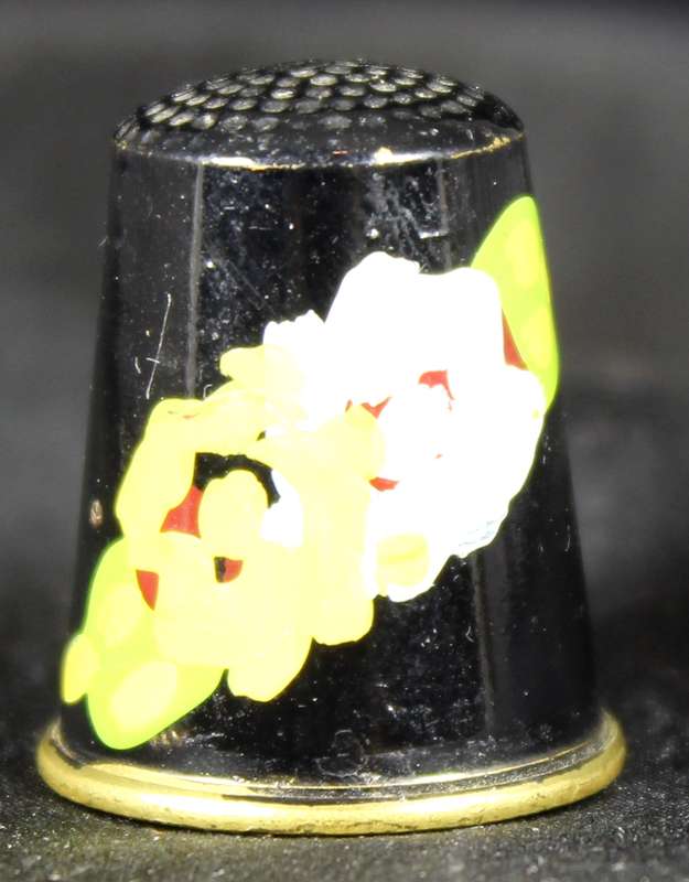 Cloissone Style Thimble with Painted Flowers
