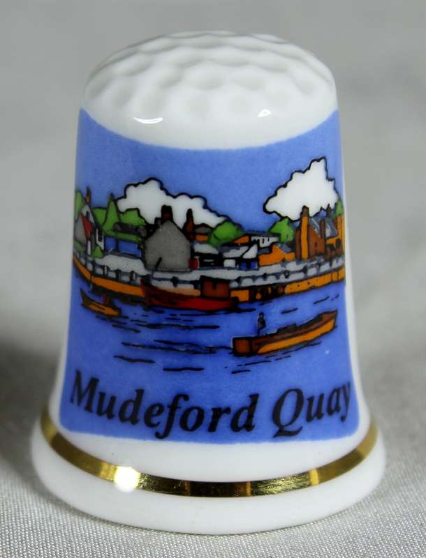 Bone China thimble - sights of Britain - Mudeford Quay