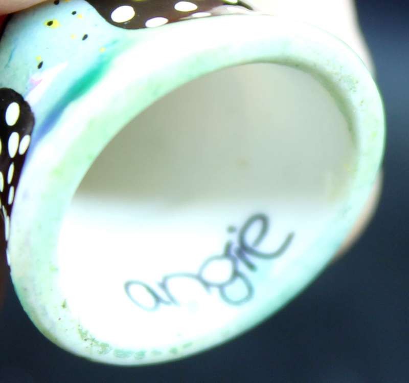 Hand Painted Thimble - Angie - Mother & Chick