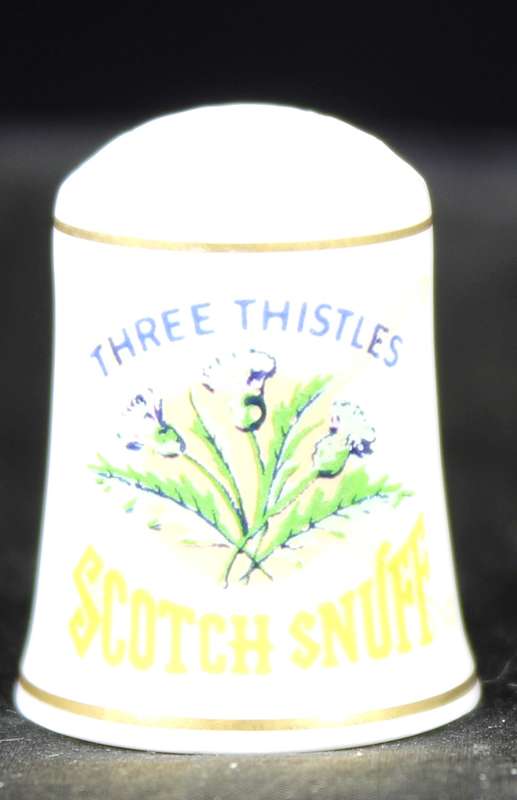 Franklin Mint Country Stone Thimble - Three Thistles Scotch Snuff