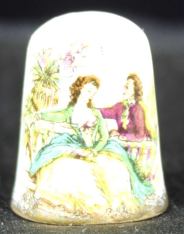 Porcelain Thimble - Newhall - Victorian Scene