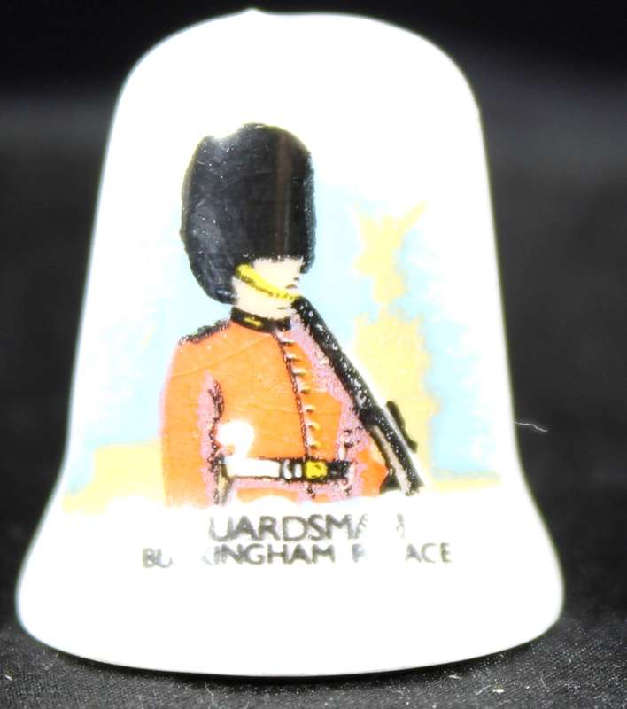 Porcelain Thimble - Crown- Guardsman Buckingham Palace