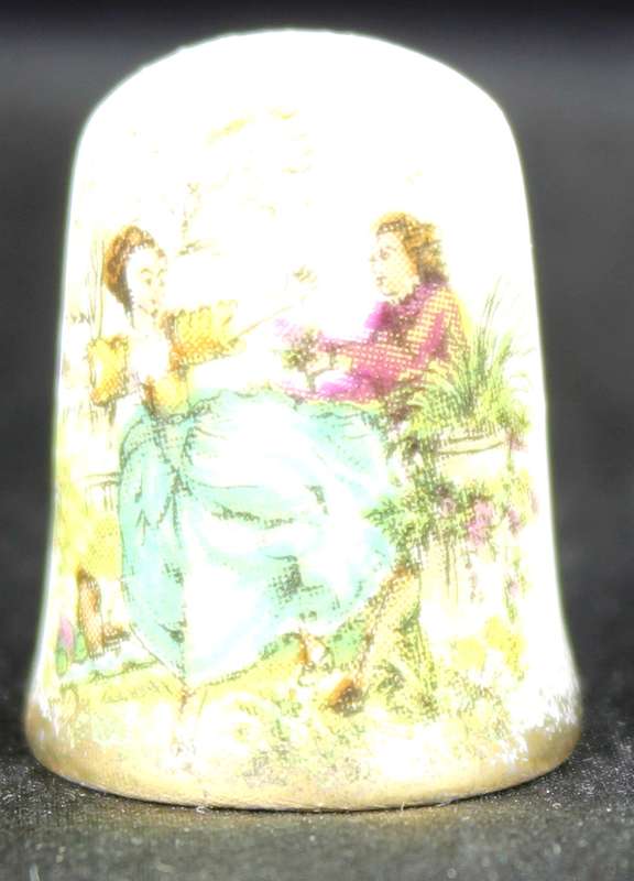 Porcelain Thimble - Newhall - Victorian Scene