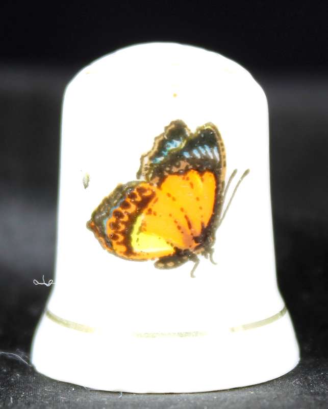 Porcelain Thimble - Orange Butterfly