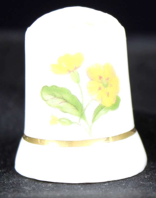 Porcelain Thimble - Yellow Flowers