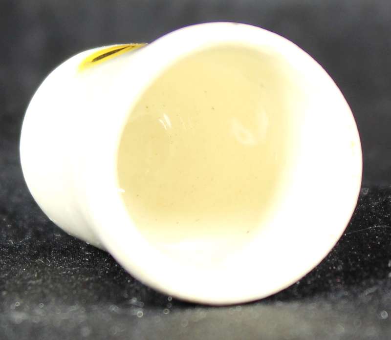 Porcelain Thimble - Yellow & Red Flower