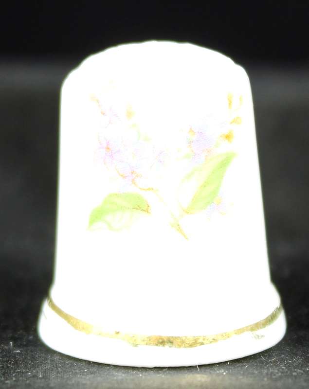 Porcelain Thimble - Purple Flowers