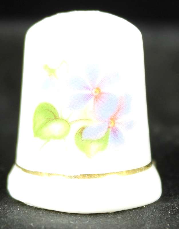 Porcelain Thimble - Purple Flowers
