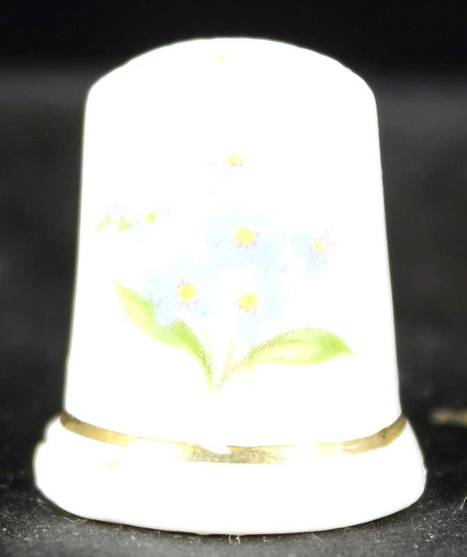 Porcelain Thimble - Purple Flowers