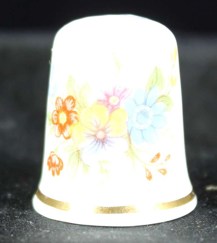 Porcelain Thimble - Multi Color Flowers