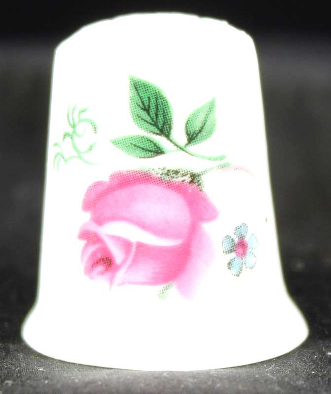 Porcelain Thimble - Crown - Pink Rose