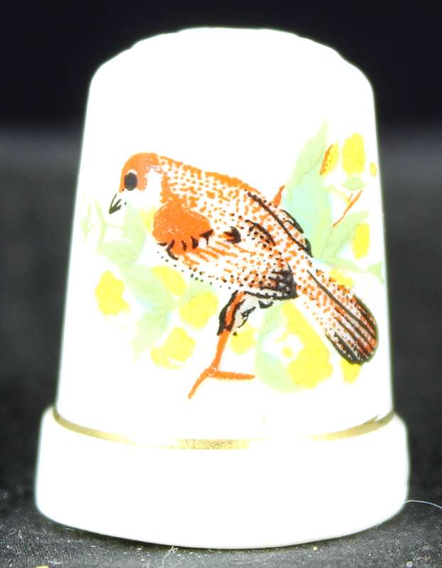 Porcelain Thimble - Bird on a Branch
