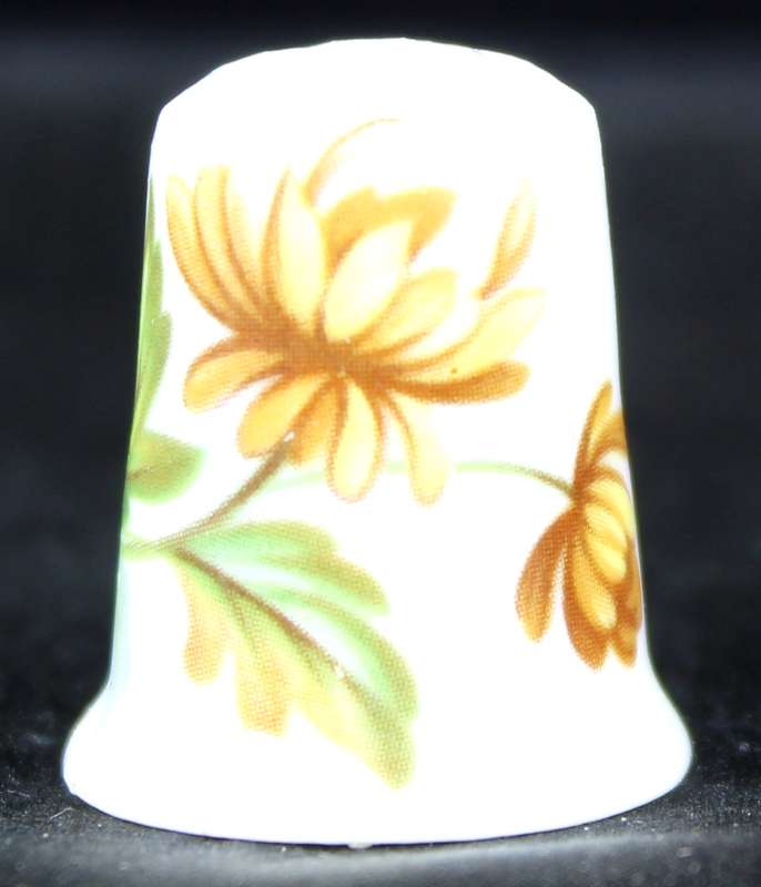 Porcelain Thimble - Yellow Flowers