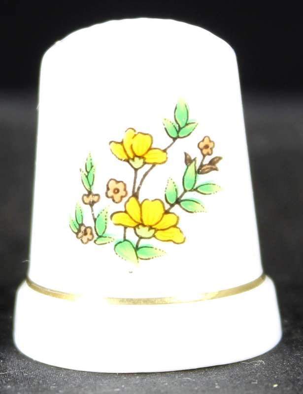 Porcelain Thimble - Yellow Flowers